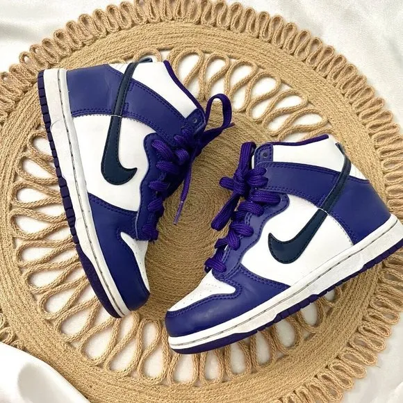 Nike Dunk High GS White Midnight Navy Kids Sneakers Size 12C