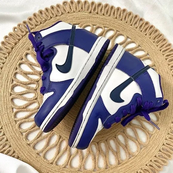 Nike Dunk High GS White Midnight Navy Kids Sneakers Size 12C