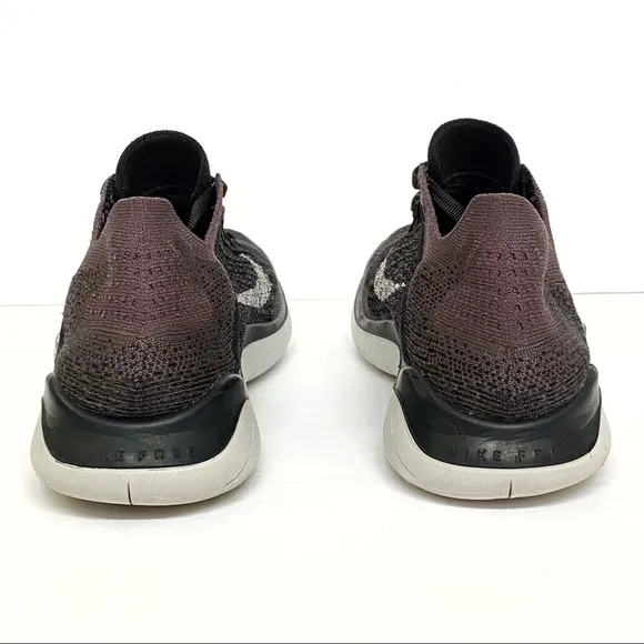 Nike free rn flyknit 2018 black gray white lace up sneakers