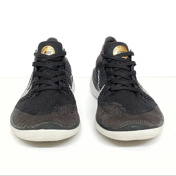 Nike free rn flyknit 2018 black gray white lace up sneakers