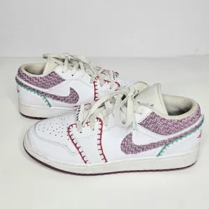 Nike Jordan 1 Low Retro Knit SE Light Bordeuax Kids Girls Size 6.5 WM's Size 8