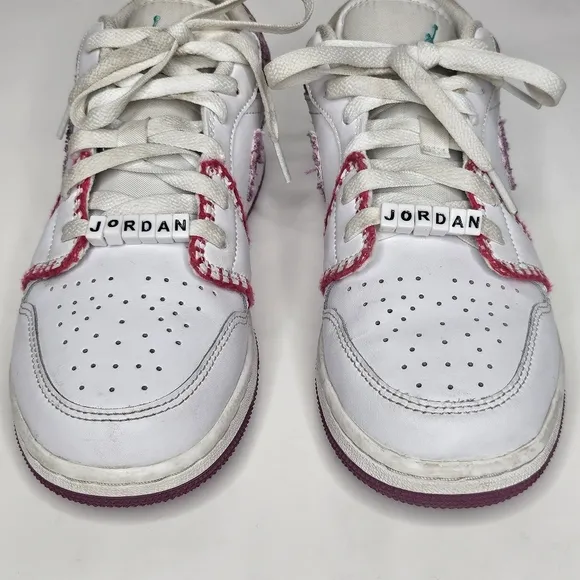 Nike Jordan 1 Low Retro Knit SE Light Bordeuax Kids Girls Size 6.5 WM's Size 8