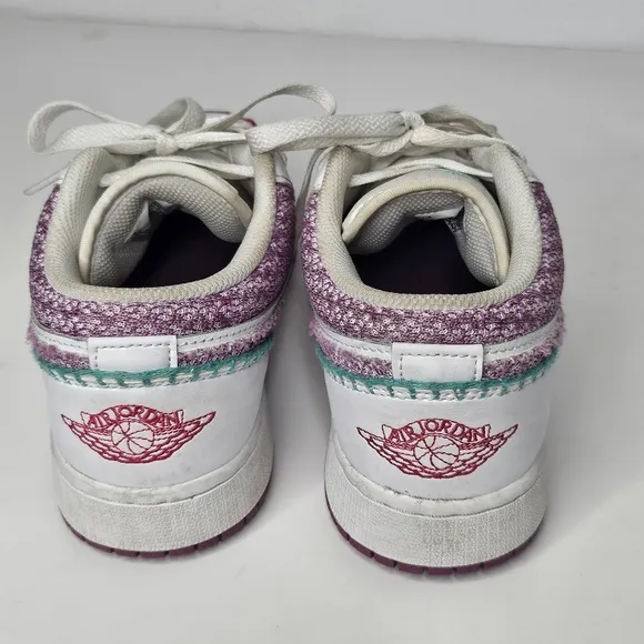 Nike Jordan 1 Low Retro Knit SE Light Bordeuax Kids Girls Size 6.5 WM's Size 8