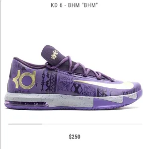 Nike KD 6 &quot;BHM&quot; Kevin Durant Black History Month Low Top Sneakers Size 4.5 Youth