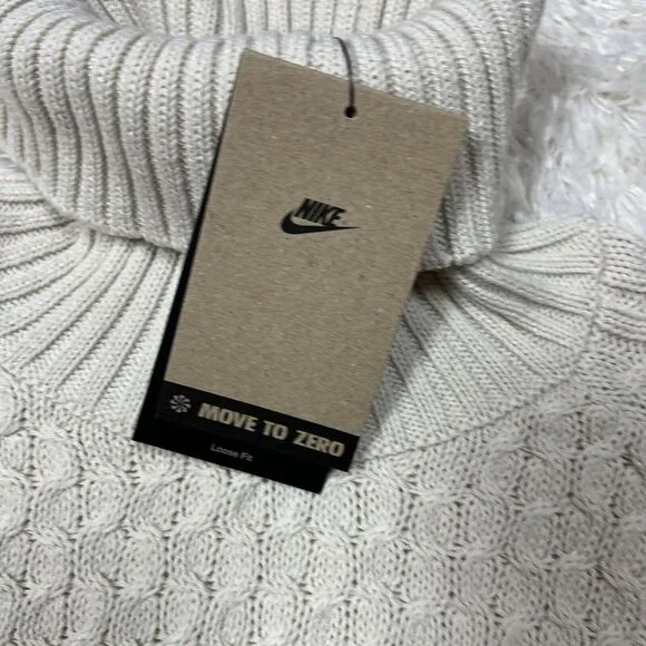 Nike Life Cable Knit Turtleneck Sweater Bone FB7770-072 Men's Medium Retail $180