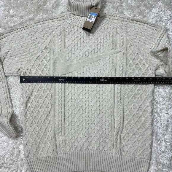 Nike Life Cable Knit Turtleneck Sweater Bone FB7770-072 Men's Medium Retail $180