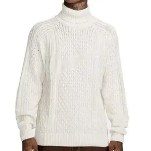 Nike Life Cable Knit Turtleneck Sweater Bone FB7770-072 Men's Medium Retail $180