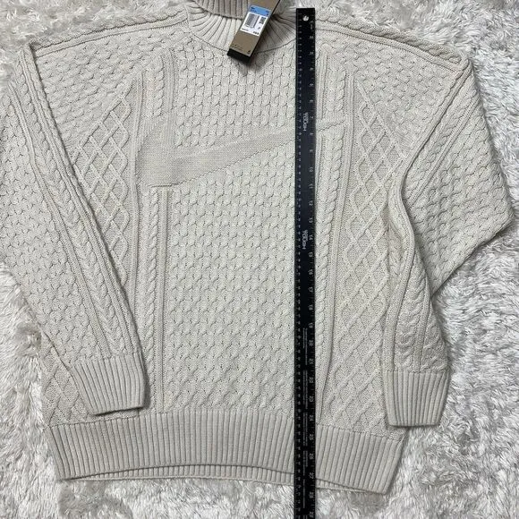 Nike Life Cable Knit Turtleneck Sweater Bone FB7770-072 Men's Medium Retail $180