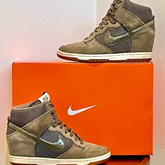 Nike Olive Green Suede Dunk SkyHidden Wedge Sneakers