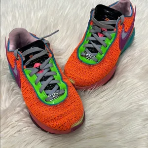 Nike Orange and Green Sneakers with Breathable Knit Design