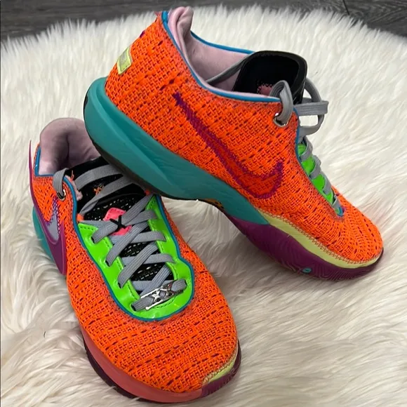 Nike Orange and Green Sneakers with Breathable Knit Design