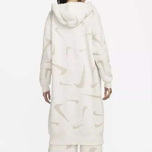 Nike Phoenix Cozy Bouclé Long Knit Cardigan Cream FD4282 105 Women's Small
