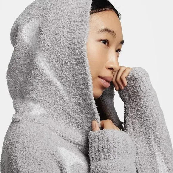 Nike Phoenix Cozy Boucle Long Knit Cardigan Women Grey FD4282-077 Women's Small