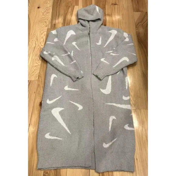 Nike Phoenix Cozy Boucle Long Knit Cardigan Women Grey FD4282-077 Women's Small