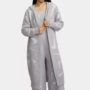 Nike Phoenix Cozy Boucle Long Knit Cardigan Women Grey FD4282-077 Women's Small