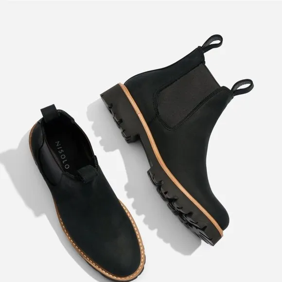 Nisolo Ana Go-To Heeled Chelsea Boot - Black - 8 NEW IN BOX Boots