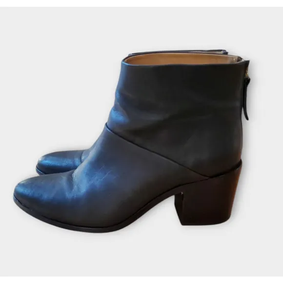 NISOLO Dari Commuter Boot Black Leather Ankle‎ Zip Women's Size US 8