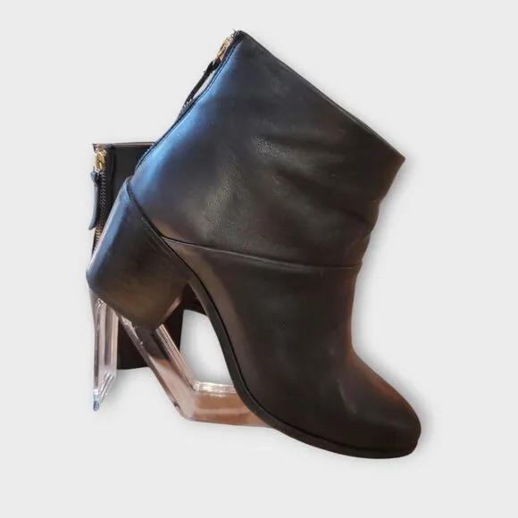 NISOLO Dari Commuter Boot Black Leather Ankle‎ Zip Women's Size US 8
