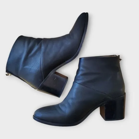 NISOLO Dari Commuter Boot Black Leather Ankle‎ Zip Women's Size US 8