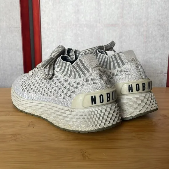 NOBULL Women’s Aspire Silver &amp; Greg Knit Running Sneakers (Size: 5.5)