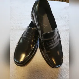 Nunn Bush Black Leather Slip-On Loafers with Glossy Finish