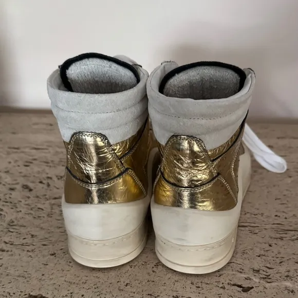 NWOB P448 Rail Tulum Metallic Leather High Top Retro Sneakers. MSRP $345