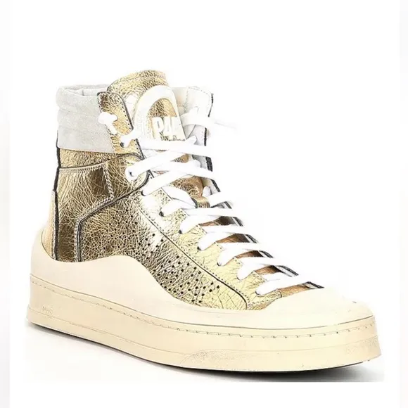 NWOB P448 Rail Tulum Metallic Leather High Top Retro Sneakers. MSRP $345