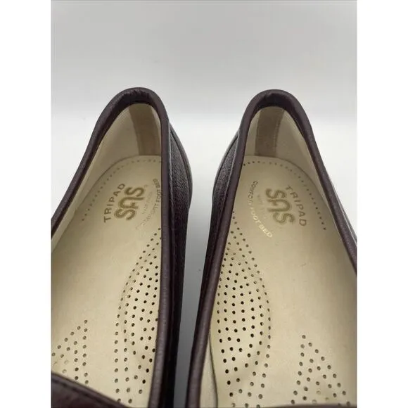 NWOB SAS Brown Leather Mary Jane Tri Pad Wedge Sandals Women's Size 9M New shoes