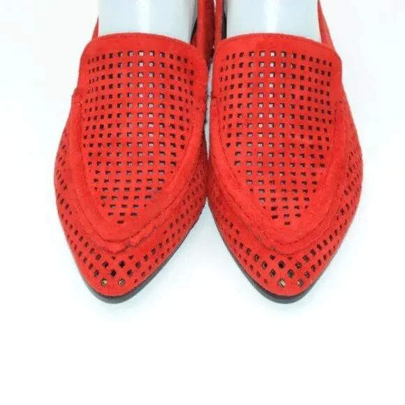 NWOT BEAST Christmas Holiday Red Silver Stud Soft Faux Leather Loafers Flats 6