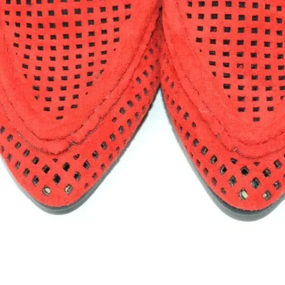NWOT BEAST Christmas Holiday Red Silver Stud Soft Faux Leather Loafers Flats 6