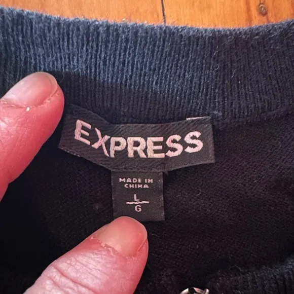 🖤NWOT Black lightweight Marino Wool Blend Express Zip Cardigan, Size Large