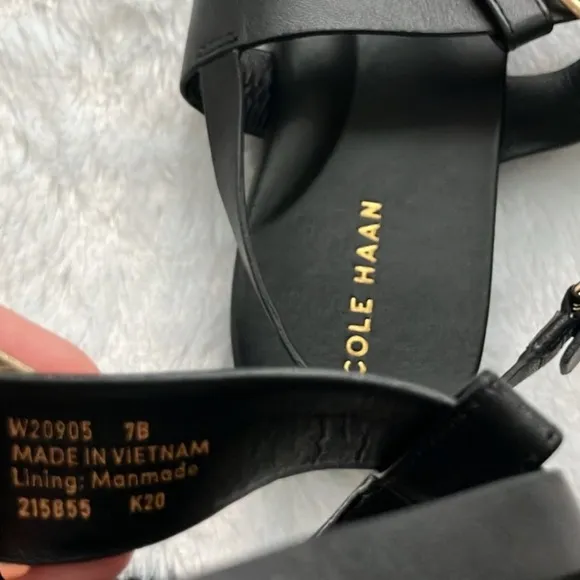 NWOT Cole Haan Francine Demi Wedge Sling Back Leather Sandals, size 7