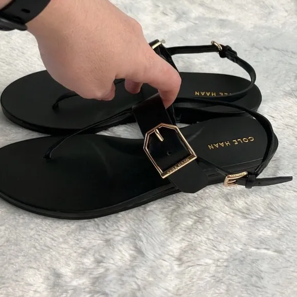 NWOT Cole Haan Francine Demi Wedge Sling Back Leather Sandals, size 7