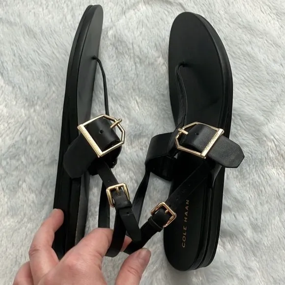 NWOT Cole Haan Francine Demi Wedge Sling Back Leather Sandals, size 7