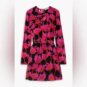 NWOT Jason Wu Cutout Gathered Floral-Print Crepon Mini Dress