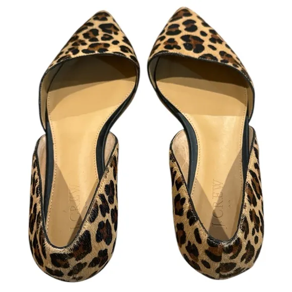 NWOT - J.Crew Zoe leopard calf fur D'orsay flats - Size 7.5
