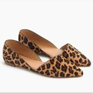 NWOT - J.Crew Zoe leopard calf fur D'orsay flats - Size 7.5