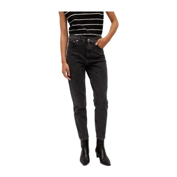 (NWOT) Mango MNG Mom Fit Ankle Jeans | Black Wash High-Waist Denim – 2