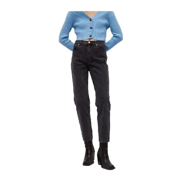 (NWOT) Mango MNG Mom Fit Ankle Jeans | Black Wash High-Waist Denim – 2