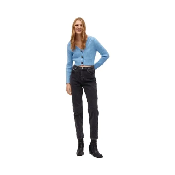 (NWOT) Mango MNG Mom Fit Ankle Jeans | Black Wash High-Waist Denim – 2