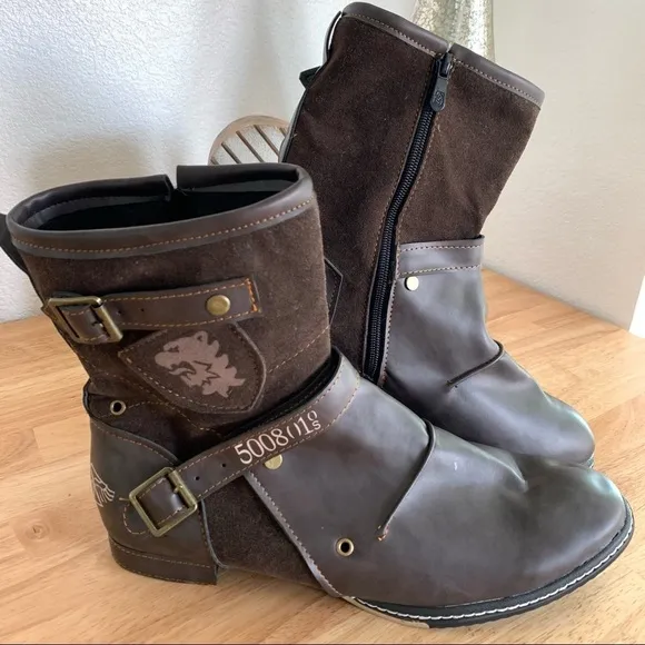 NWOT Otto Zone  Men's Ankle Boots Motorcycle Biker Zip Up Boot Sz 45