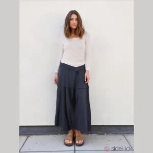 NWOT POL Navy Blue Tie-Waist Maxi Skirt – 100% Cotton