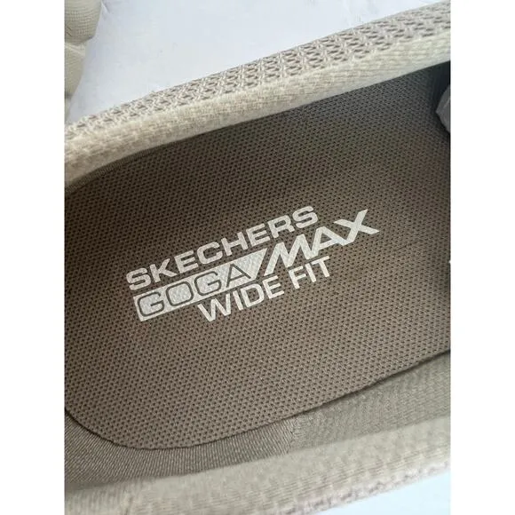 NWOT Skechers Beige Go Walk Max Fit Modulating Men's Slip On Shoes 11.5 Wide Fit