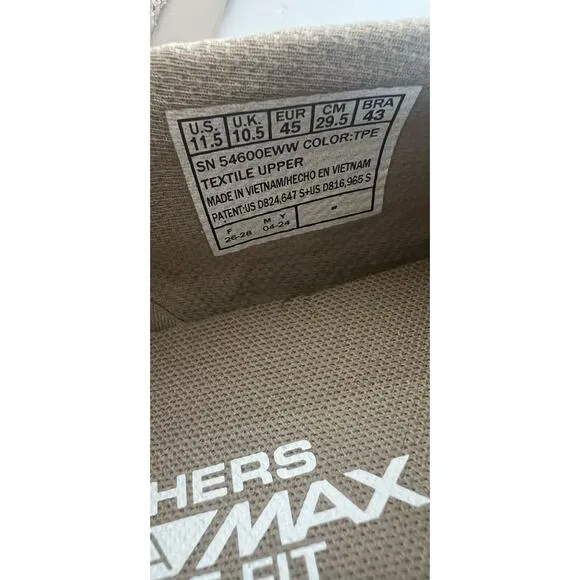 NWOT Skechers Beige Go Walk Max Fit Modulating Men's Slip On Shoes 11.5 Wide Fit