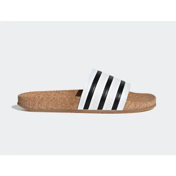NWT Adidas Adilette Cork W Women's Size 6 made in Italy Leather Slides BA7210