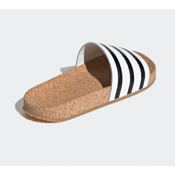 NWT Adidas Adilette Cork W Women's Size 6 made in Italy Leather Slides BA7210
