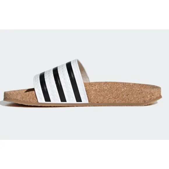 NWT Adidas Adilette Cork W Women's Size 6 made in Italy Leather Slides BA7210