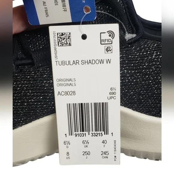NWT Adidas Tubular Shadow Knit Black Glitter Sneakers