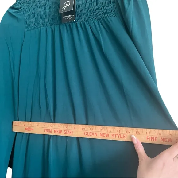*NWT* Adrianna Papell Smocked Long Sleeve Dress, Evergreen Size S