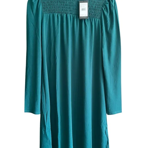 *NWT* Adrianna Papell Smocked Long Sleeve Dress, Evergreen Size S
